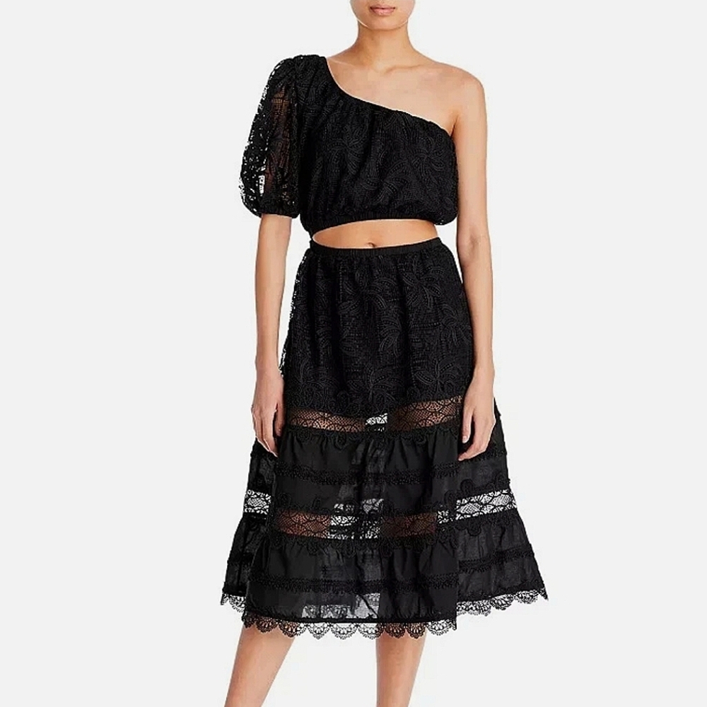 Waimari Jade 2-Pc. One Shoulder Lace Midi Dress Sz XS